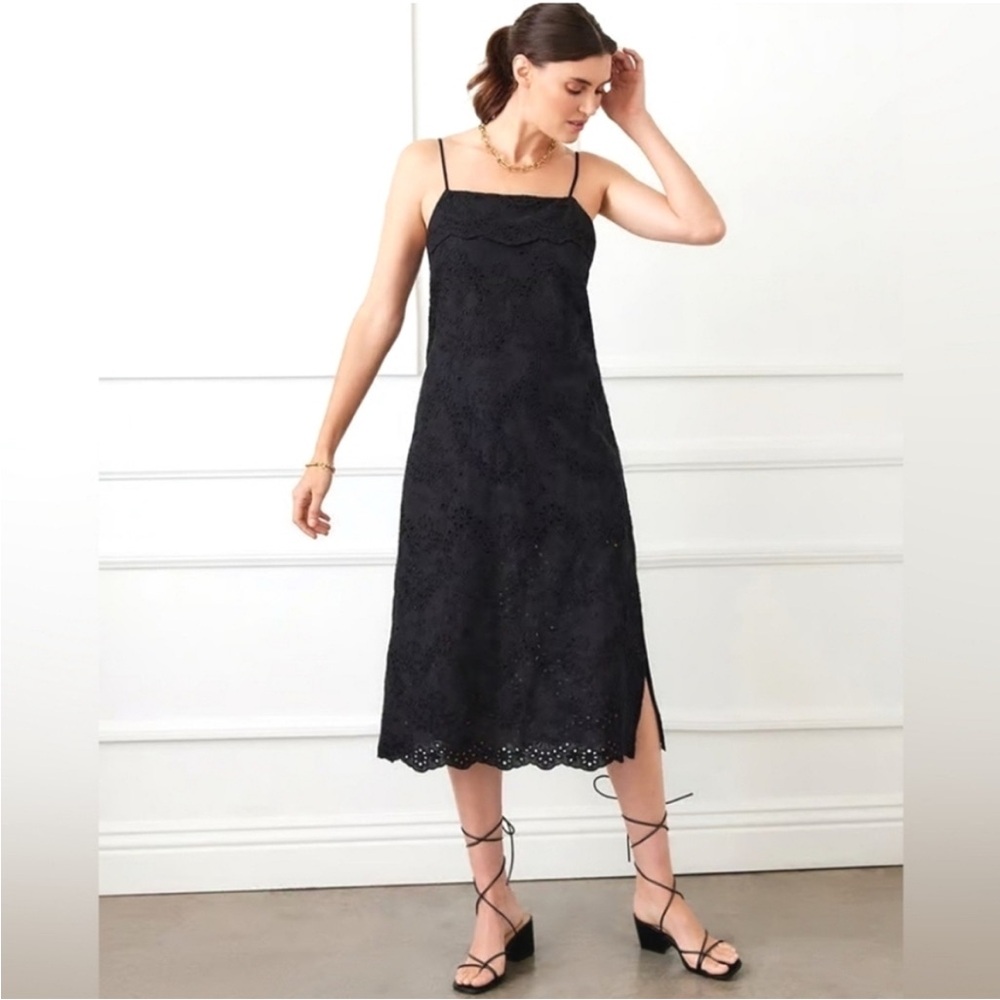 NWT Karen Kane Mango Tango Black 100% Cotton Eyelet Midi Dress ~ Rare!